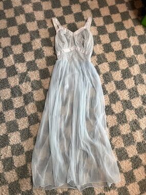 SEAMPRUFE Vintage Nylon Sheer Maxi Midi Slip Dress Gown Coquette Pin Up Lace 36